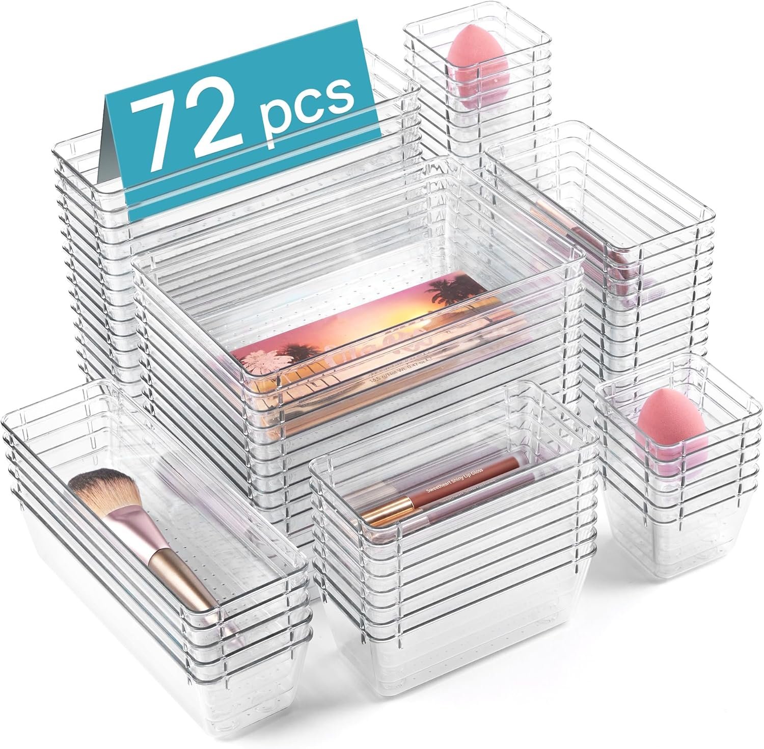 72-piece bathroom and vanity organizer set