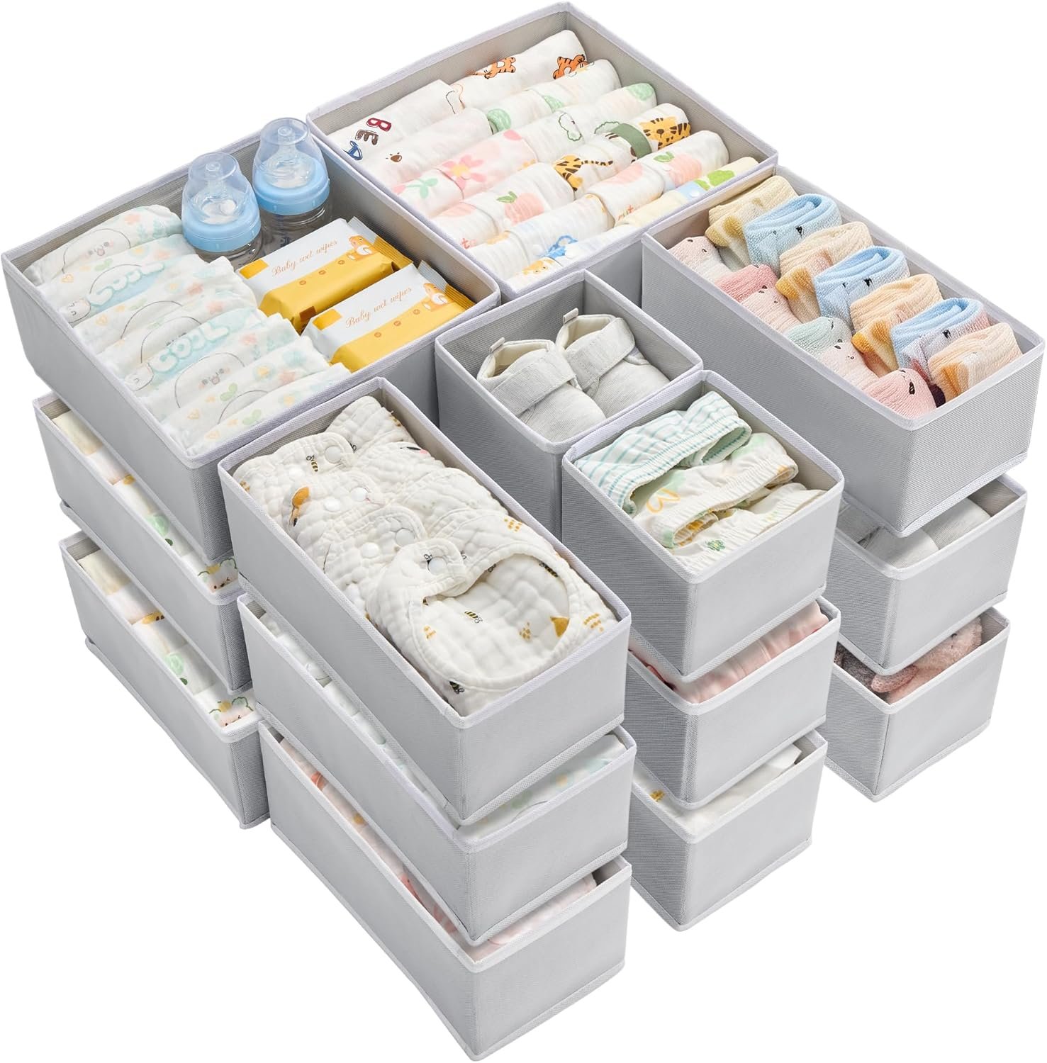 Vtopmart 18-pack baby clothes drawer bins